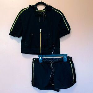 Champion Black/Gold Crop Jacket + Shorts XL/L